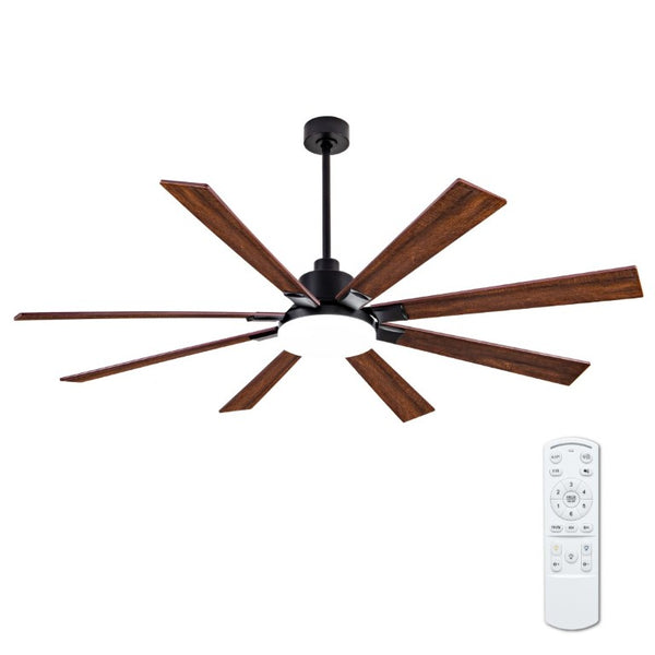 English Elm 72 Inch Large Ceiling Fan with LED Light Remote DC Motor 8 Blade Damp Rated W3727P508335
