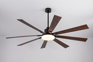 English Elm 72 Inch Large Ceiling Fan with LED Light Remote DC Motor 8 Blade Damp Rated W3727P508335