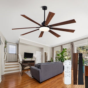 English Elm 72 Inch Large Ceiling Fan with LED Light Remote DC Motor 8 Blade Damp Rated W3727P508335