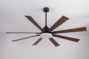 English Elm 72 Inch Large Ceiling Fan with LED Light Remote DC Motor 8 Blade Damp Rated W3727P508335