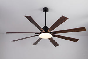 English Elm 72 Inch Large Ceiling Fan with LED Light Remote DC Motor 8 Blade Damp Rated W3727P508335