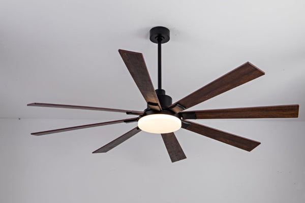 English Elm 72 Inch Large Ceiling Fan with LED Light Remote DC Motor 8 Blade Damp Rated W3727P508335