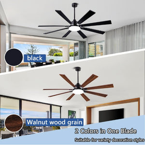 English Elm 72 Inch Large Ceiling Fan with LED Light Remote DC Motor 8 Blade Damp Rated W3727P508335