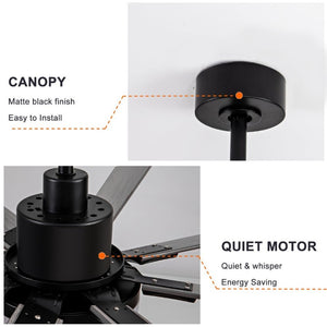 English Elm 72 Inch Large Ceiling Fan with LED Light Remote DC Motor 8 Blade Damp Rated W3727P508335