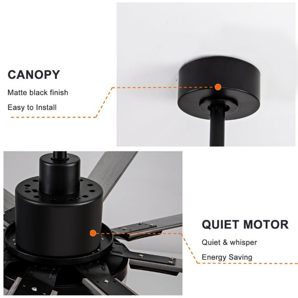 English Elm 72 Inch Large Ceiling Fan with LED Light Remote DC Motor 8 Blade Damp Rated W3727P508335
