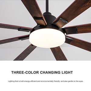 English Elm 72 Inch Large Ceiling Fan with LED Light Remote DC Motor 8 Blade Damp Rated W3727P508335