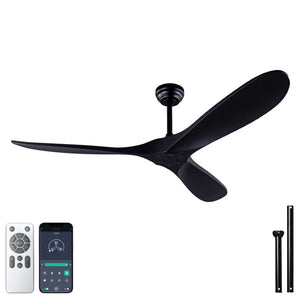 English Elm 52 Inch Matte Black ABS Ceiling Fan with Remote DC Motor for Patio or Living Room W3727P508394