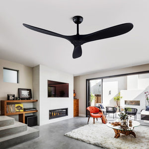 English Elm 52 Inch Matte Black ABS Ceiling Fan with Remote DC Motor for Patio or Living Room W3727P508394