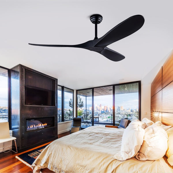 English Elm 52 Inch Matte Black ABS Ceiling Fan with Remote DC Motor for Patio or Living Room W3727P508394