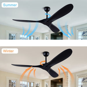 English Elm 52 Inch Matte Black ABS Ceiling Fan with Remote DC Motor for Patio or Living Room W3727P508394