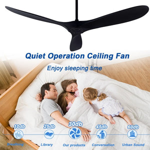 English Elm 52 Inch Matte Black ABS Ceiling Fan with Remote DC Motor for Patio or Living Room W3727P508394