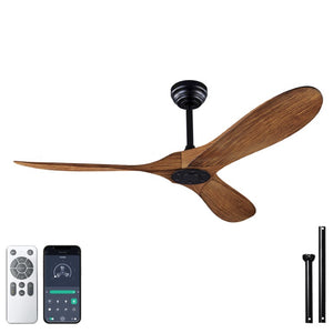 English Elm 52 Inch ABS Walnut Ceiling Fan with Remote Control for Living Room Patio Porch W3727P508397