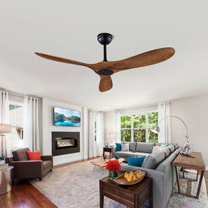 English Elm 52 Inch ABS Walnut Ceiling Fan with Remote Control for Living Room Patio Porch W3727P508397