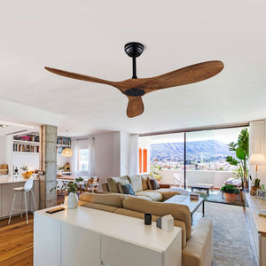English Elm 52 Inch ABS Walnut Ceiling Fan with Remote Control for Living Room Patio Porch W3727P508397