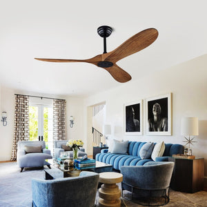 English Elm 52 Inch ABS Walnut Ceiling Fan with Remote Control for Living Room Patio Porch W3727P508397