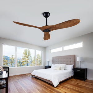English Elm 52 Inch ABS Walnut Ceiling Fan with Remote Control for Living Room Patio Porch W3727P508397