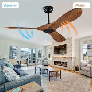 English Elm 52 Inch ABS Walnut Ceiling Fan with Remote Control for Living Room Patio Porch W3727P508397