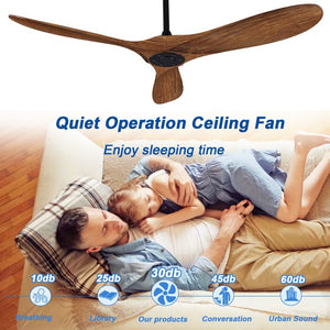 English Elm 52 Inch ABS Walnut Ceiling Fan with Remote Control for Living Room Patio Porch W3727P508397