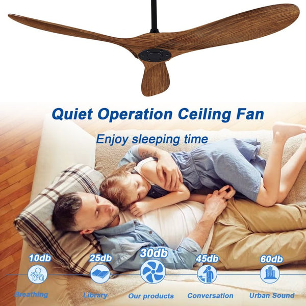 English Elm 52 Inch ABS Walnut Ceiling Fan with Remote Control for Living Room Patio Porch W3727P508397