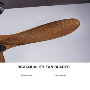 English Elm 52 Inch ABS Walnut Ceiling Fan with Remote Control for Living Room Patio Porch W3727P508397