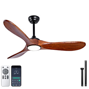 English Elm 52 Inch Matte Black Smart Ceiling Fan Dimmable Light Quiet DC Motor Indoor Outdoor W3727P508558