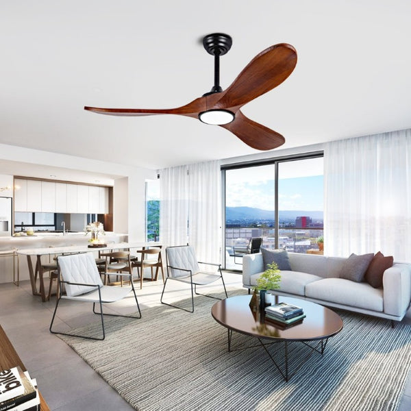 English Elm 52 Inch Matte Black Smart Ceiling Fan Dimmable Light Quiet DC Motor Indoor Outdoor W3727P508558