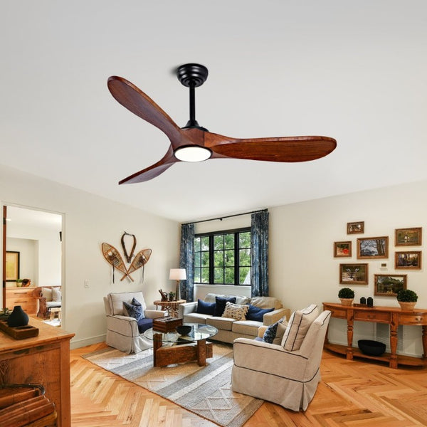 English Elm 52 Inch Matte Black Smart Ceiling Fan Dimmable Light Quiet DC Motor Indoor Outdoor W3727P508558