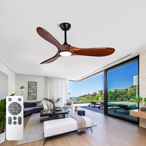 English Elm 52 Inch Matte Black Smart Ceiling Fan Dimmable Light Quiet DC Motor Indoor Outdoor W3727P508558