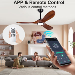 English Elm 52 Inch Matte Black Smart Ceiling Fan Dimmable Light Quiet DC Motor Indoor Outdoor W3727P508558