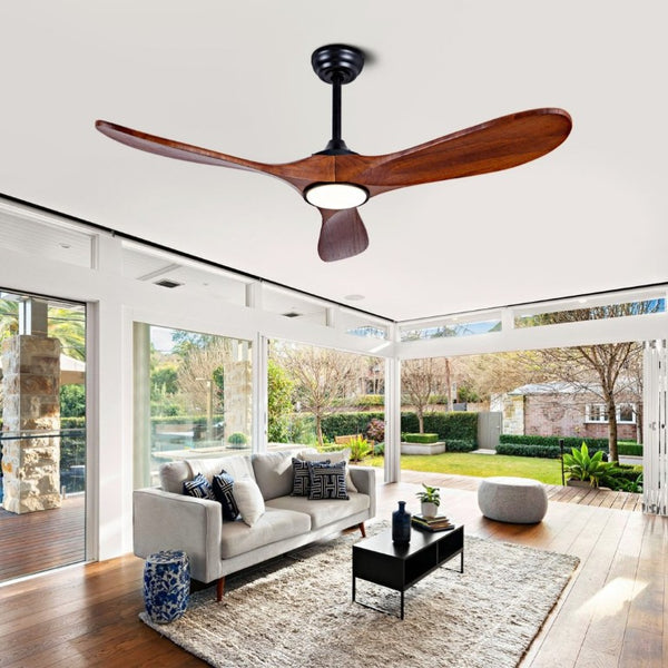 English Elm 52 Inch Matte Black Smart Ceiling Fan Dimmable Light Quiet DC Motor Indoor Outdoor W3727P508558