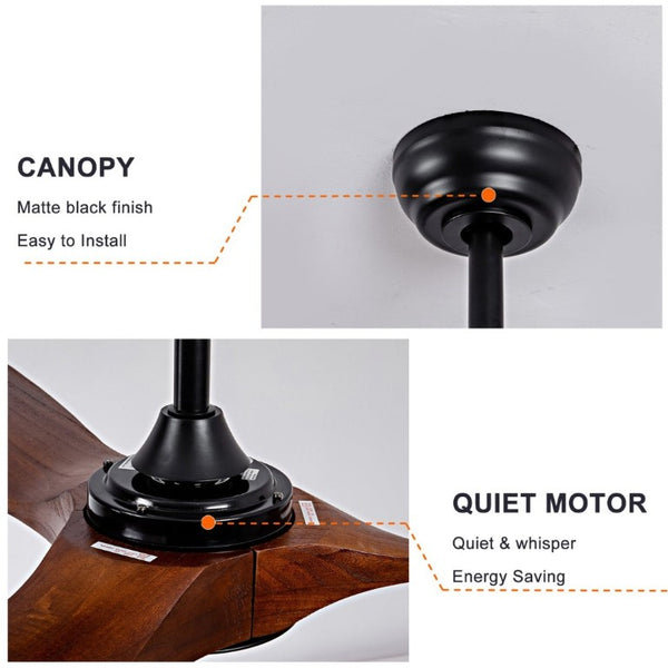 English Elm 52 Inch Matte Black Smart Ceiling Fan Dimmable Light Quiet DC Motor Indoor Outdoor W3727P508558