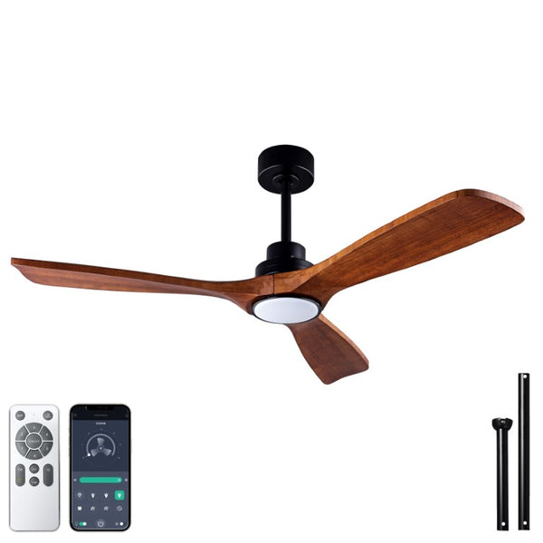 English Elm Ceiling Fan with Sycamore Wood Blades Quiet DC Motor Remote Indoor Outdoor Farmhouse W3727P508560