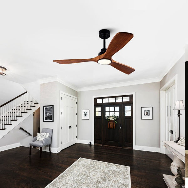 English Elm Ceiling Fan with Sycamore Wood Blades Quiet DC Motor Remote Indoor Outdoor Farmhouse W3727P508560