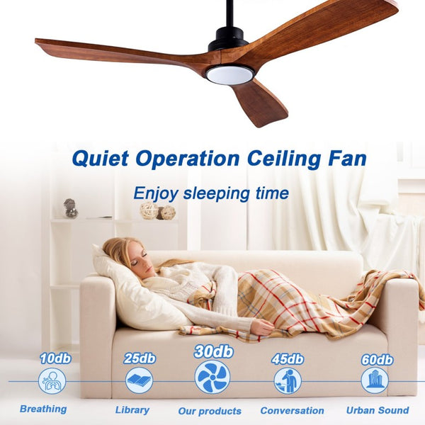 English Elm Ceiling Fan with Sycamore Wood Blades Quiet DC Motor Remote Indoor Outdoor Farmhouse W3727P508560