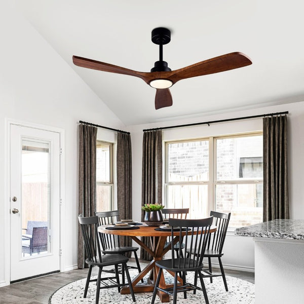 English Elm Ceiling Fan with Sycamore Wood Blades Quiet DC Motor Remote Indoor Outdoor Farmhouse W3727P508560