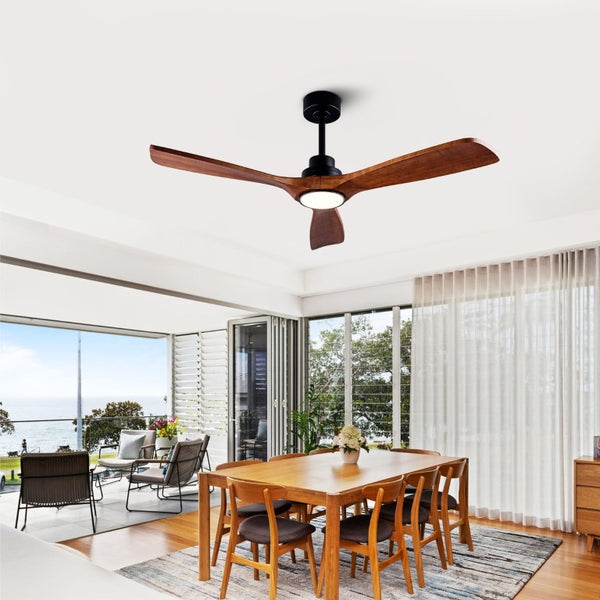 English Elm Ceiling Fan with Sycamore Wood Blades Quiet DC Motor Remote Indoor Outdoor Farmhouse W3727P508560