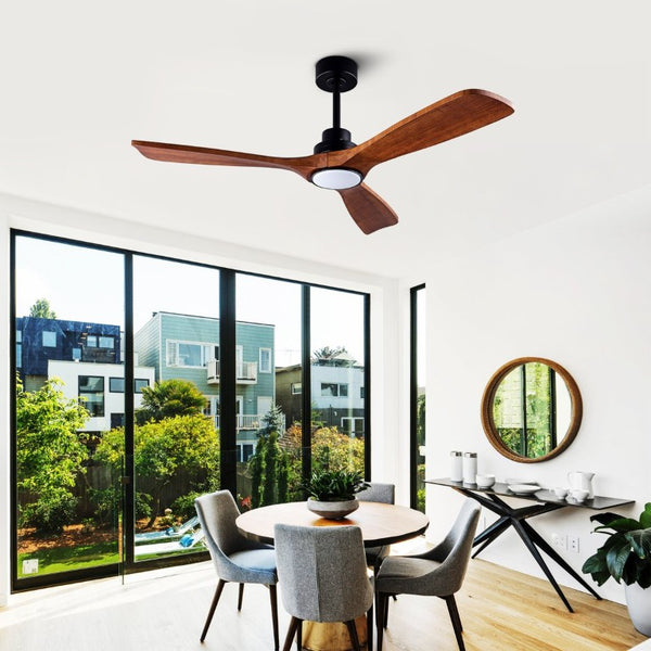 English Elm Ceiling Fan with Sycamore Wood Blades Quiet DC Motor Remote Indoor Outdoor Farmhouse W3727P508560