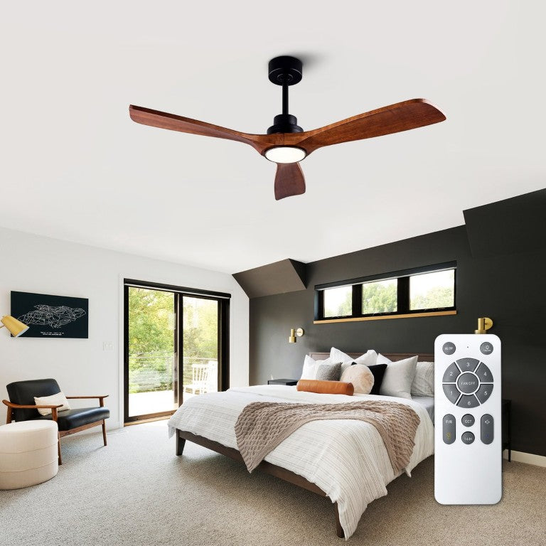 English Elm Ceiling Fan with Sycamore Wood Blades Quiet DC Motor Remote Indoor Outdoor Farmhouse W3727P508560
