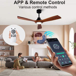 English Elm Ceiling Fan with Sycamore Wood Blades Quiet DC Motor Remote Indoor Outdoor Farmhouse W3727P508560