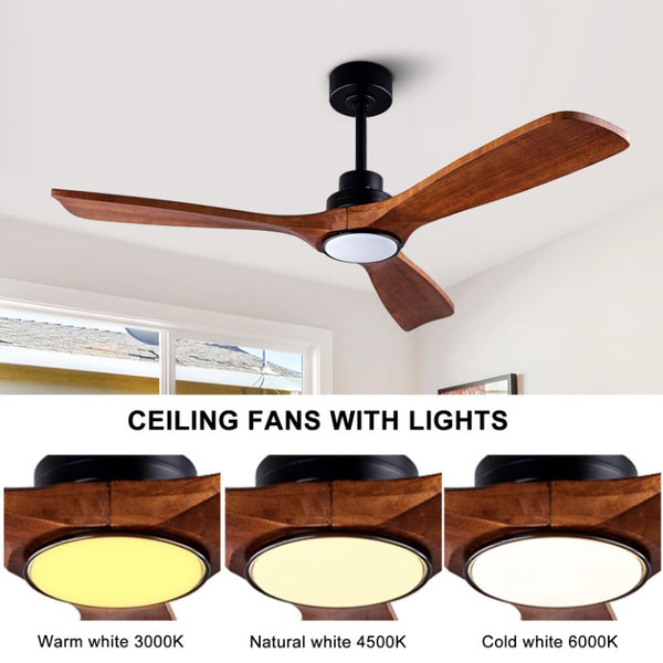 English Elm Ceiling Fan with Sycamore Wood Blades Quiet DC Motor Remote Indoor Outdoor Farmhouse W3727P508560