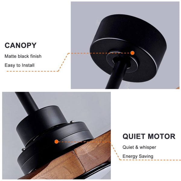 English Elm Ceiling Fan with Sycamore Wood Blades Quiet DC Motor Remote Indoor Outdoor Farmhouse W3727P508560