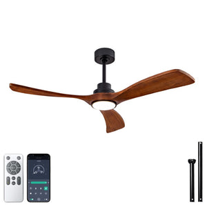 English Elm 52 Inch Ceiling Fan with Sycamore Wood Blades Dimmable LED and 6 Speed Reversible Motor W3727P508572