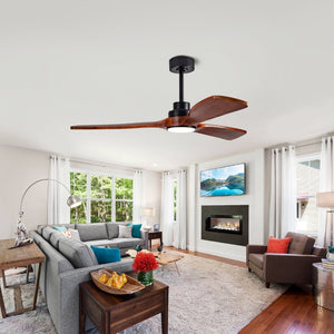 English Elm 52 Inch Ceiling Fan with Sycamore Wood Blades Dimmable LED and 6 Speed Reversible Motor W3727P508572