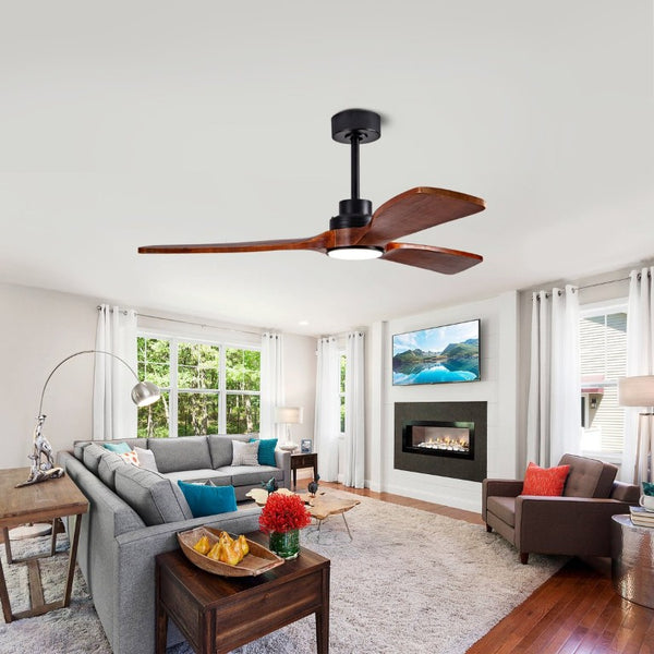 English Elm 52 Inch Ceiling Fan with Sycamore Wood Blades Dimmable LED and 6 Speed Reversible Motor W3727P508572
