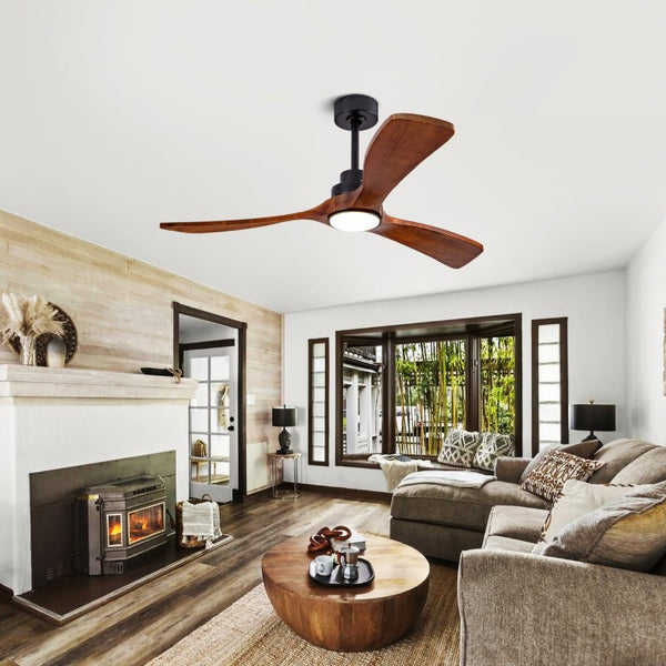 English Elm 52 Inch Ceiling Fan with Sycamore Wood Blades Dimmable LED and 6 Speed Reversible Motor W3727P508572