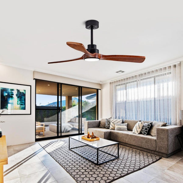English Elm 52 Inch Ceiling Fan with Sycamore Wood Blades Dimmable LED and 6 Speed Reversible Motor W3727P508572