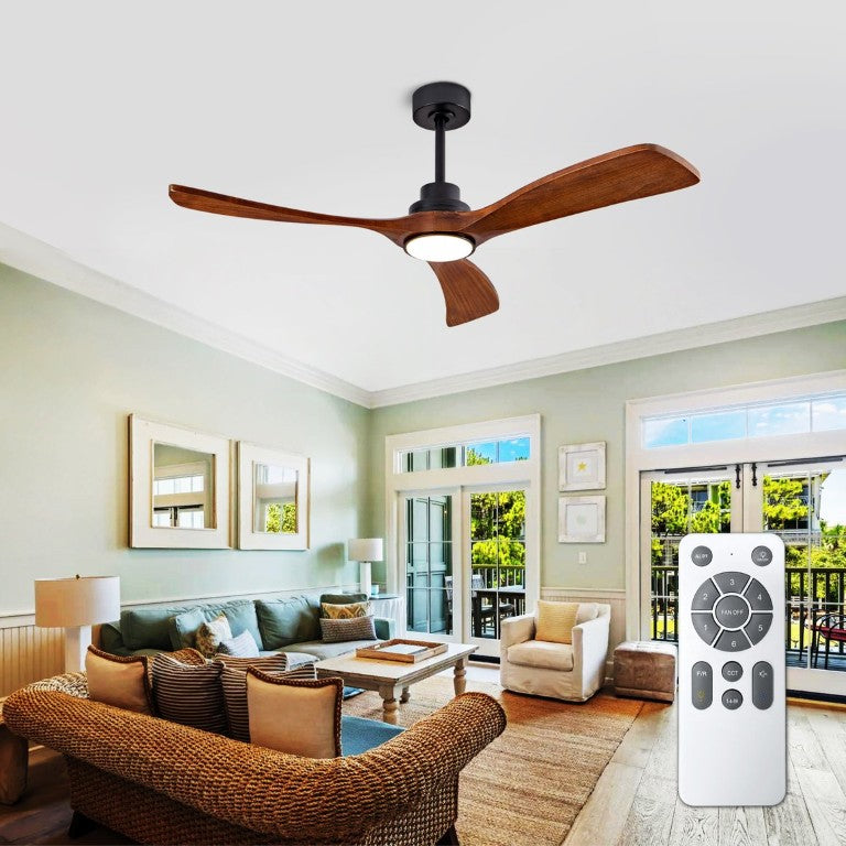 English Elm 52 Inch Ceiling Fan with Sycamore Wood Blades Dimmable LED and 6 Speed Reversible Motor W3727P508572