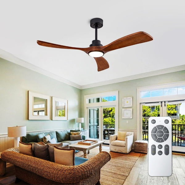 English Elm 52 Inch Ceiling Fan with Sycamore Wood Blades Dimmable LED and 6 Speed Reversible Motor W3727P508572