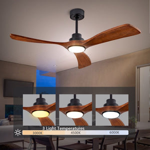 English Elm 52 Inch Ceiling Fan with Sycamore Wood Blades Dimmable LED and 6 Speed Reversible Motor W3727P508572