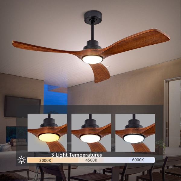 English Elm 52 Inch Ceiling Fan with Sycamore Wood Blades Dimmable LED and 6 Speed Reversible Motor W3727P508572